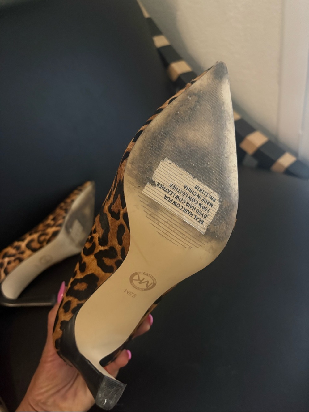 Michael Kors Leopard Print Pointed Toe Pumps - Tan & Black - Picture 5 of 8